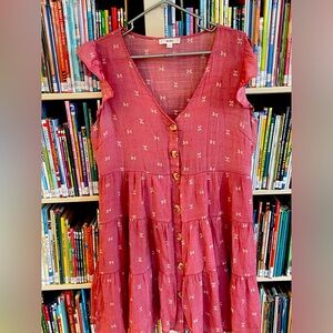 Adorable pink dress with bow print!